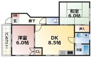 ビレッジ住岡【1階】の間取り