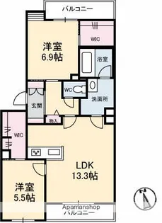 シャーメゾンフロントゲート【2階】の間取り