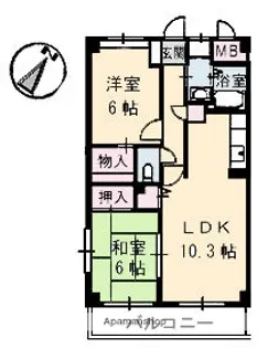 ウエルスA【6階】の間取り