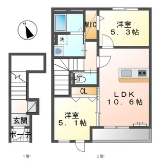 プリムール帆待川【2階】の間取り