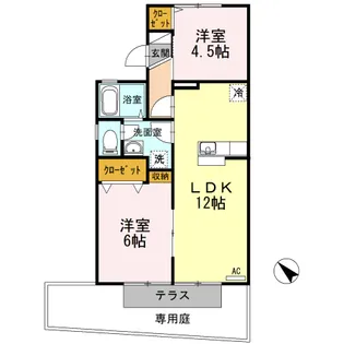 ヒルクレストS【1階】の間取り