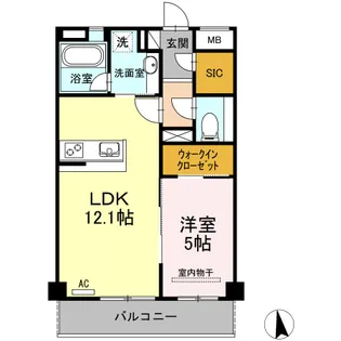 カスタニエ緑井III【2階】の間取り