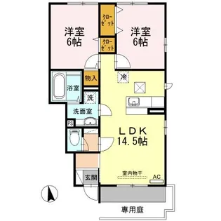 キャトルセゾン B棟【102号室】の間取り