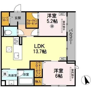 CLARUS古市橋【1階】の間取り