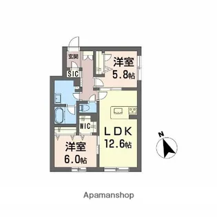 メゾンドノアール【1階】の間取り