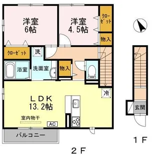 フローラル清水A棟【2階】の間取り