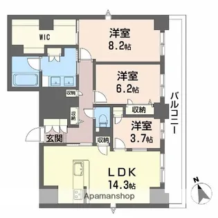ラヴェール横川【9階】の間取り