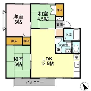セジュール下桶 B棟【B202号室】の間取り