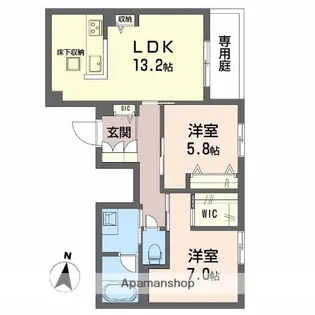 ラウンドヒルズK【1階】の間取り