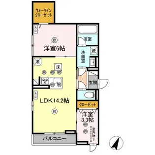 D-Axis旭A棟【3階】の間取り