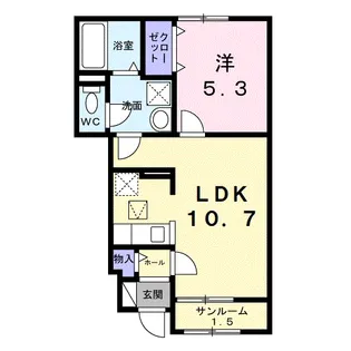 シャトーKINKI A【1階】の間取り