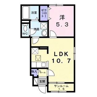 シャトーKINKI A【1階】の間取り