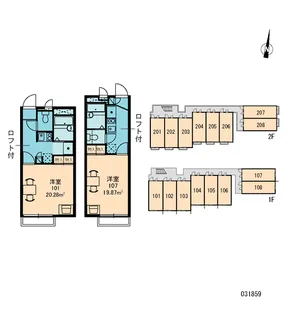 レオパレスコンフォートくるめ木【2階】の間取り