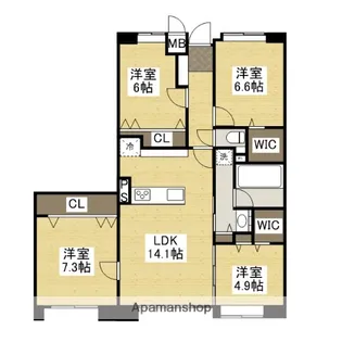 エバーグリーンパレス福山【6階】の間取り