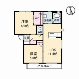 ヴィラージュC【2階】の間取り