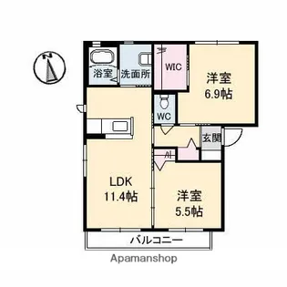 ヴィラージュ C【1階】の間取り