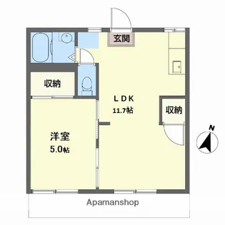 エステート浜前【1階】の間取り