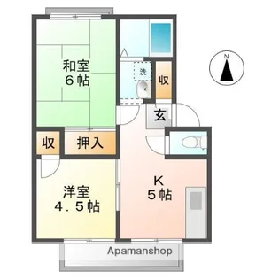 パナハイツ福永 B【102号室】の間取り