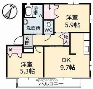 シャーメゾン K 弐番館【101号室】の間取り