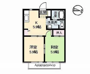 カーサ五番館【1階】の間取り