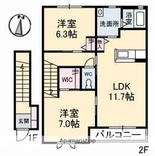沢井手フラッツ【2階】の間取り