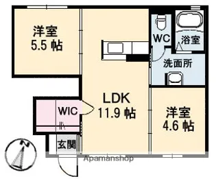 グランドメゾンKYAMO B棟【1階】の間取り
