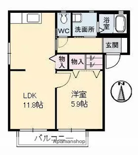 サザンコーポラスC棟【1階】の間取り