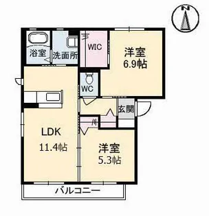 トワアムールC棟【2階】の間取り