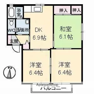 サンライフ城興【1階】の間取り