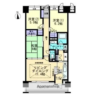 アルファステイツ木之庄【303号室】の間取り