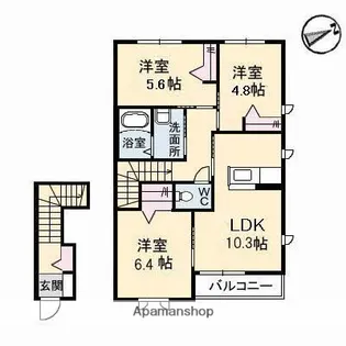 クレスト壱番館【2階】の間取り