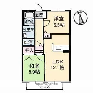 ディアス エイフウ A棟【1階】の間取り