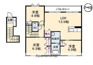 鳳鳴館 Ⅱ棟【2階】の間取り