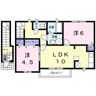 中土井ロングハイツ【2階】の間取り