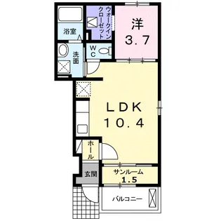 スザンヌ ラングランB【1階】の間取り
