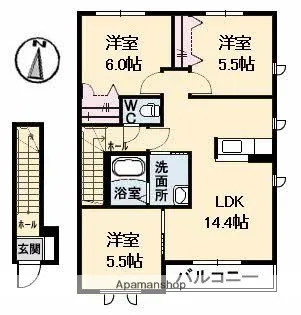 スカイハイツ坪生 B棟【2階】の間取り