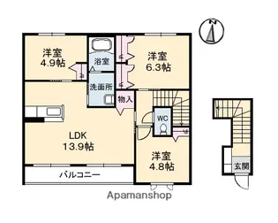 鳳鳴館 Ⅲ棟【2階】の間取り