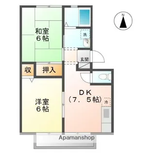 ジュネパレス東福山A【2階】の間取り