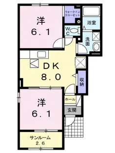 ラ グリシーヌB【1階】の間取り