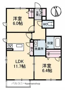 サンビレッジB【1階】の間取り