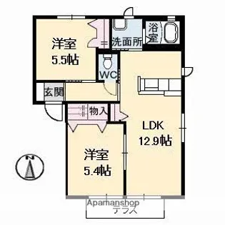 ブルメゾン B棟【1階】の間取り