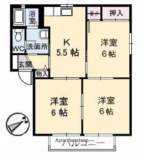 パレスR Ⅱ【202号室】の間取り