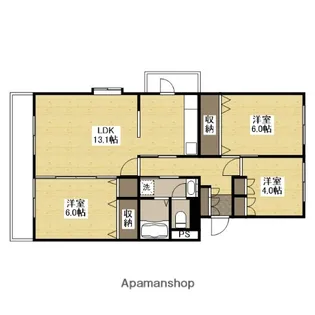 AREAS福山港町2号棟【221号室】の間取り