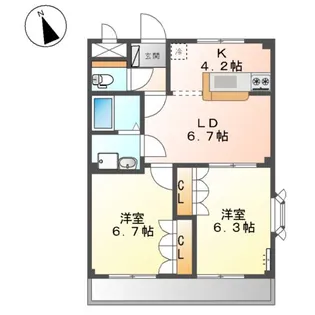 ランドマーク曙 壱番館【3階】の間取り