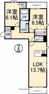 シャラーレ西深津【1階】の間取り