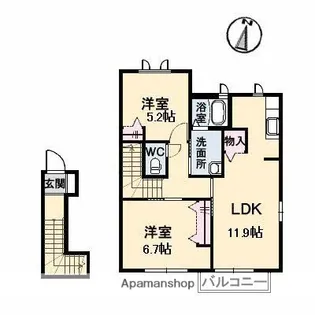 ヴィラシーン神辺 B棟【2階】の間取り