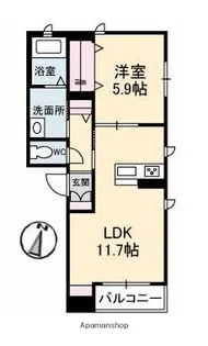 グランベレオ手城【1階】の間取り