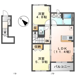 サンセールII【2階】の間取り