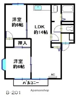 オリンポスB【2階】の間取り