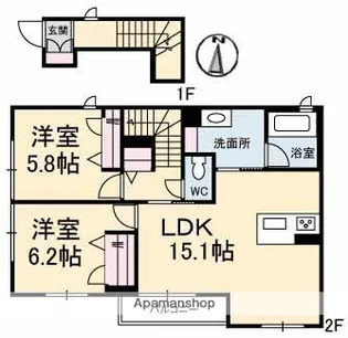 リラフォート東手城Ⅱ【2階】の間取り